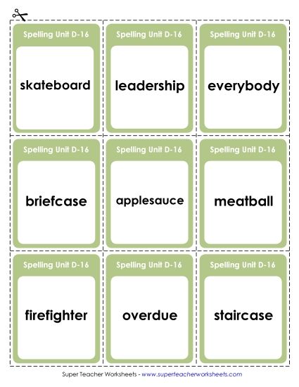 Flashcards - Flashcards (D-16) (Printable PDF Worksheet)