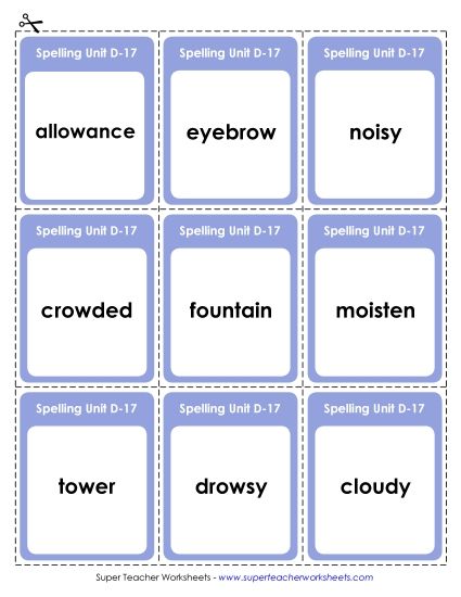 Flashcards - Flashcards (D-17) (Printable PDF Worksheet)