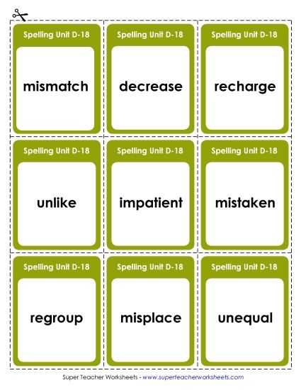 Flashcards - Flashcards (D-18) (Printable PDF Worksheet)