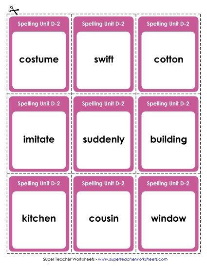 Flashcards - Flashcards (D-2) (Printable PDF Worksheet)