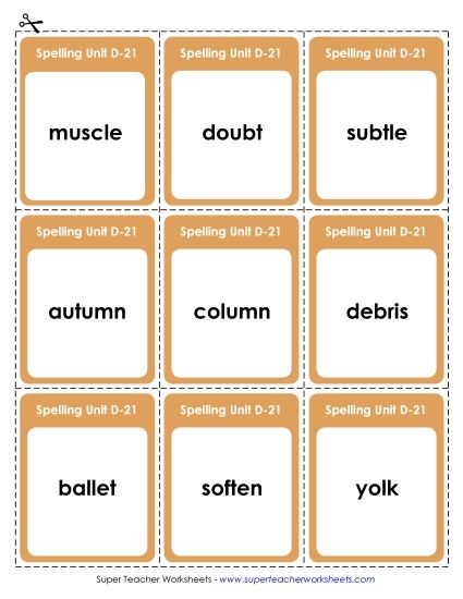Flashcards - Flashcards (D-21) (Printable PDF Worksheet)
