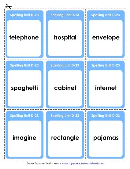 Flashcards - Flashcards (D-23) (Printable PDF Worksheet)
