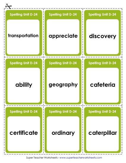 Flashcards - Flashcards (D-24) (Printable PDF Worksheet)