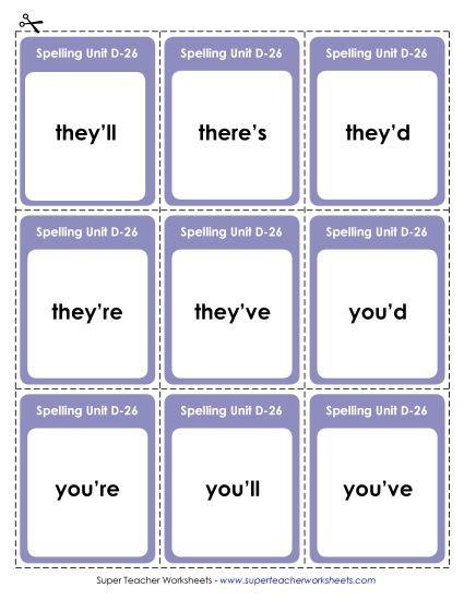 Flashcards - Flashcards (D-26) (Printable PDF Worksheet)