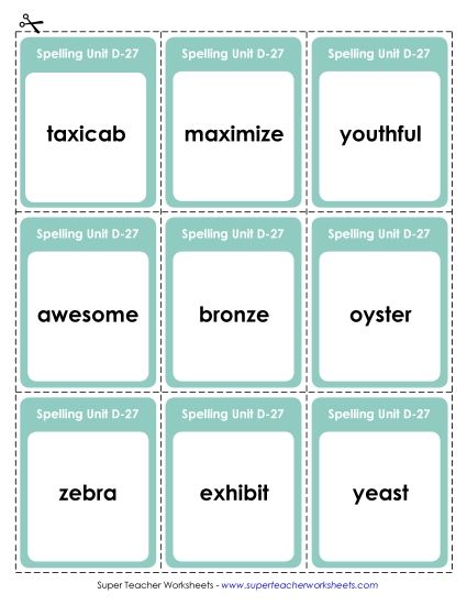 Flashcards - Flashcards (D-27) (Printable PDF Worksheet)
