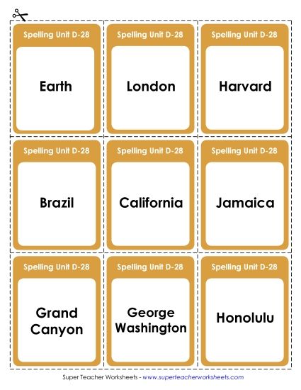 Flashcards - Flashcards (D-28) (Printable PDF Worksheet)