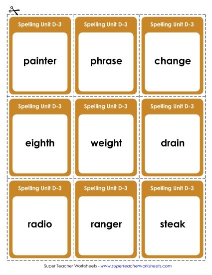 Flashcards - Flashcards (D-3) (Printable PDF Worksheet)
