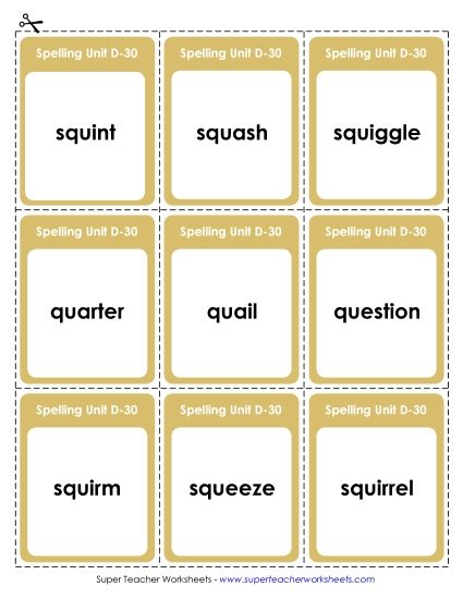 Flashcards - Flashcards (D-30) (Printable PDF Worksheet)