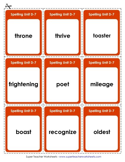 Flashcards - Flashcards (D-7) (Printable PDF Worksheet)