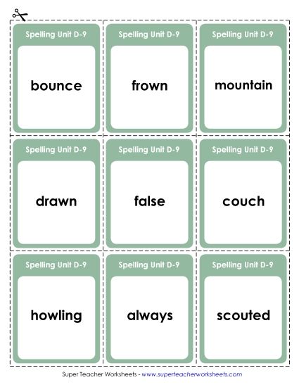 Flashcards - Flashcards (D-9) (Printable PDF Worksheet)