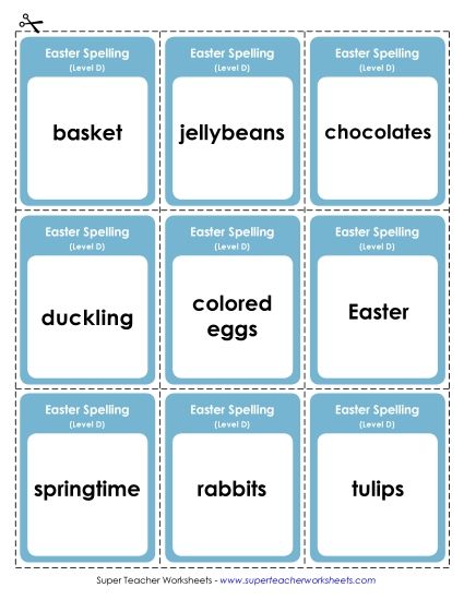 Flashcards - Flashcards (D-Easter)  (Printable PDF Worksheet)