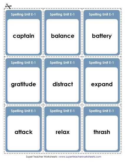 Flashcards - Flashcards (E-1) (Printable PDF Worksheet)