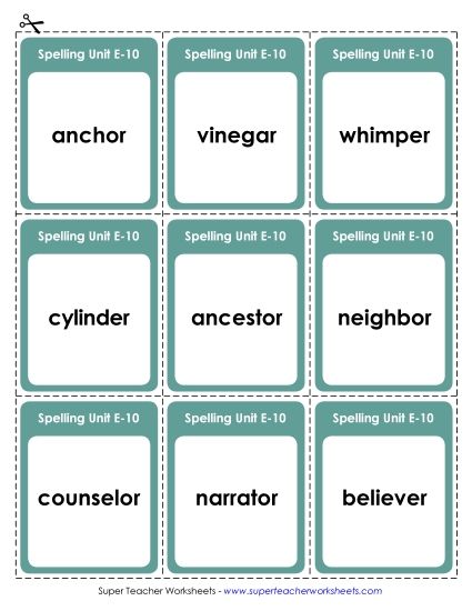 Flashcards - Flashcards (E-10) (Printable PDF Worksheet)
