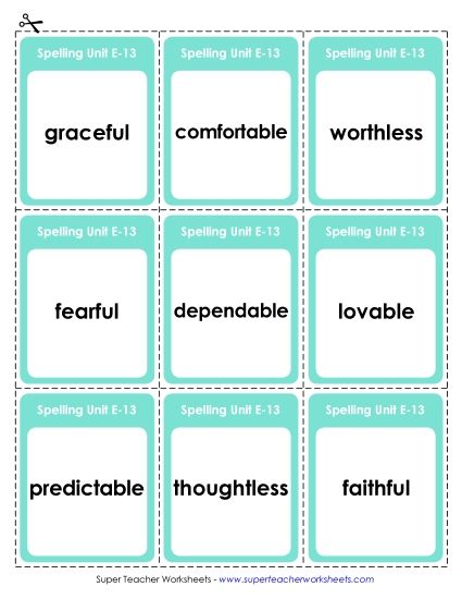 Flashcards - Flashcards (E-13) (Printable PDF Worksheet)