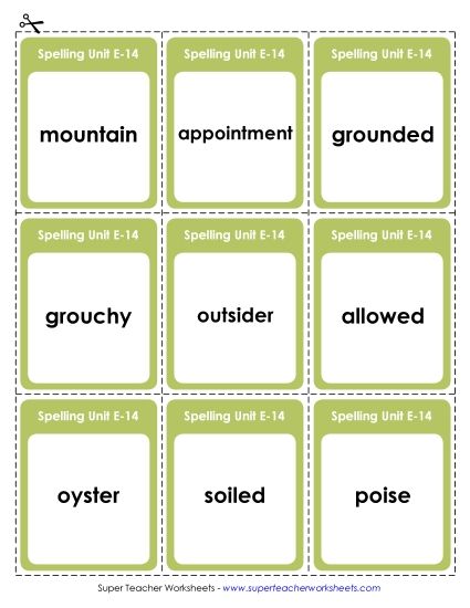 Flashcards - Flashcards (E-14) (Printable PDF Worksheet)