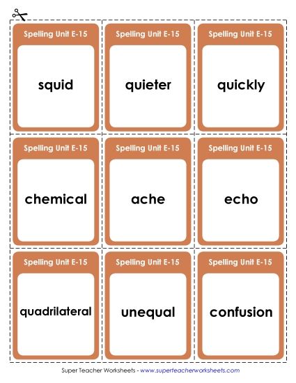 Flashcards - Flashcards (E-15) (Printable PDF Worksheet)
