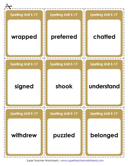 Flashcards - Flashcards (E-17) (Printable PDF Worksheet)