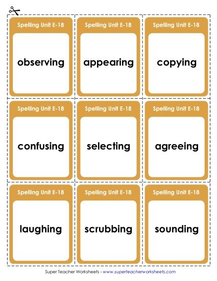 Flashcards - Flashcards (E-18) (Printable PDF Worksheet)