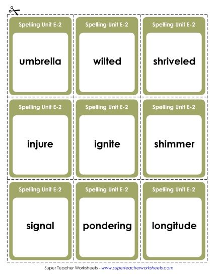 Flashcards - Flashcards (E-2) (Printable PDF Worksheet)