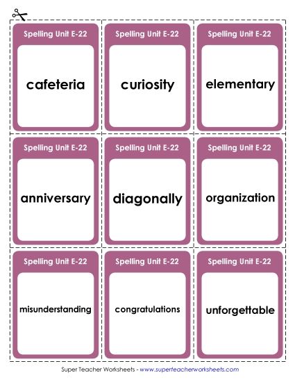 Flashcards - Flashcards (E-22) (Printable PDF Worksheet)