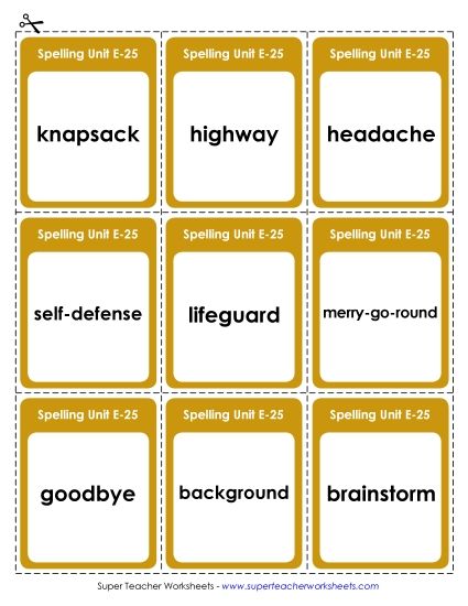 Flashcards - Flashcards (E-25) (Printable PDF Worksheet)