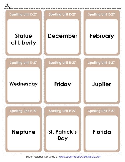 Flashcards - Flashcards (E-27) (Printable PDF Worksheet)