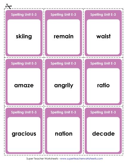 Flashcards - Flashcards (E-3) (Printable PDF Worksheet)