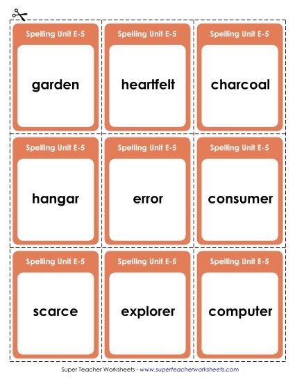 Flashcards - Flashcards (E-5) (Printable PDF Worksheet)