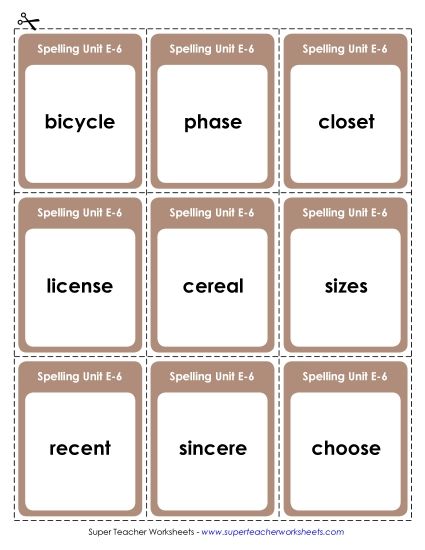 Flashcards - Flashcards (E-6) (Printable PDF Worksheet)