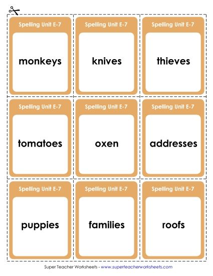 Flashcards - Flashcards (E-7) (Printable PDF Worksheet)