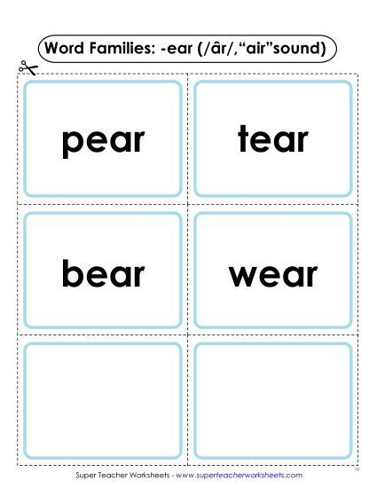 -ear ('air' sound) Slider, Flashcards, & Word Wheel - Flashcards -ear (