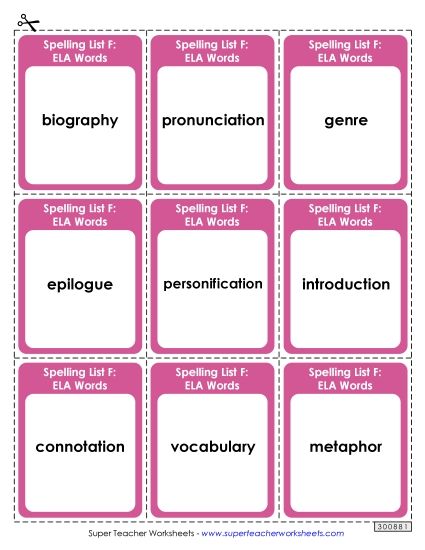 Flashcards - Flashcards (ELA) (Printable PDF Worksheet)
