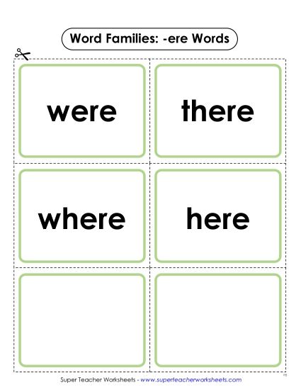 Flashcards and Word Wheel - Flashcards (-ere) (Printable PDF Worksheet)