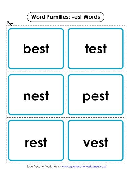 Word Slider, Flashcards, and Word Wheel - Flashcards (-est) (Printable PDF Worksheet)