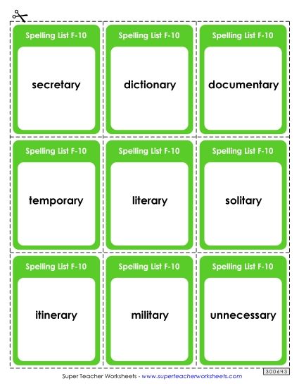 Flashcards - Flashcards (F-10)  (Printable PDF Worksheet)