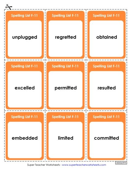 Flashcards - Flashcards (F-11)  (Printable PDF Worksheet)
