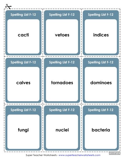 Flashcards - Flashcards (F-12)  (Printable PDF Worksheet)