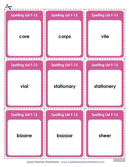 Flashcards - Flashcards (F-13)  (Printable PDF Worksheet)