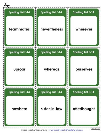 Flashcards - Flashcards (F-14)  (Printable PDF Worksheet)