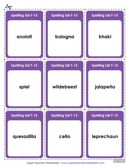 Flashcards - Flashcards (F-15)  (Printable PDF Worksheet)