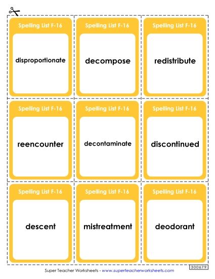 Flashcards - Flashcards (F-16)  (Printable PDF Worksheet)