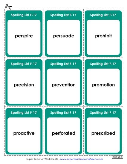 Flashcards - Flashcards (F-17)  (Printable PDF Worksheet)