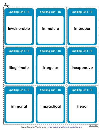 Flashcards - Flashcards (F-18)  (Printable PDF Worksheet)