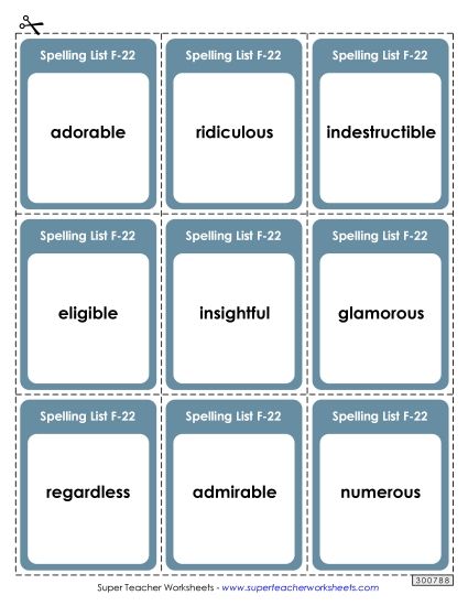 Flashcards - Flashcards (F-22)  (Printable PDF Worksheet)