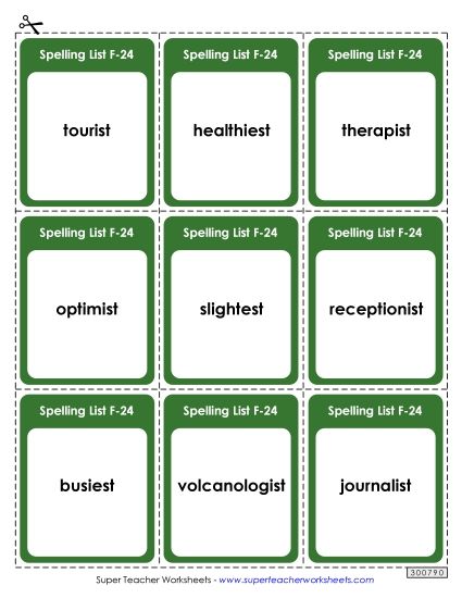 Flashcards - Flashcards (F-24)  (Printable PDF Worksheet)