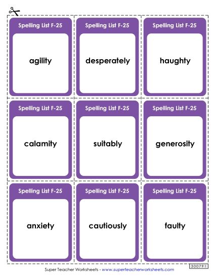 Flashcards - Flashcards (F-25)  (Printable PDF Worksheet)