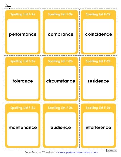 Flashcards - Flashcards (F-26) (Printable PDF Worksheet)