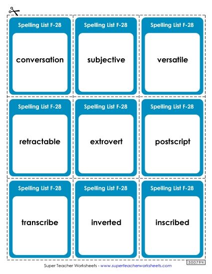 Flashcards - Flashcards (F-28) (Printable PDF Worksheet)