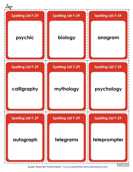 Flashcards - Flashcards (F-29) (Printable PDF Worksheet)