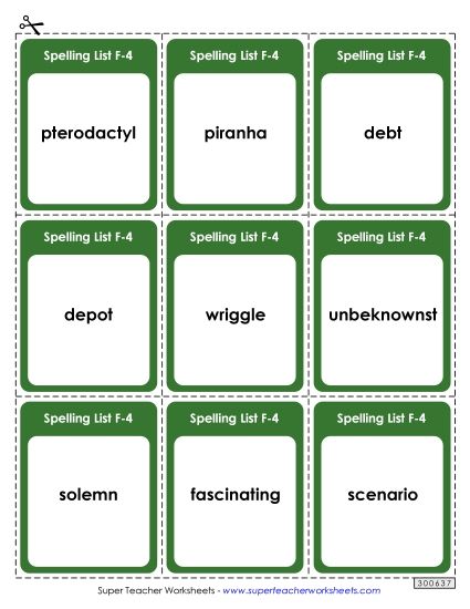 Flashcards - Flashcards (F-4)  (Printable PDF Worksheet)
